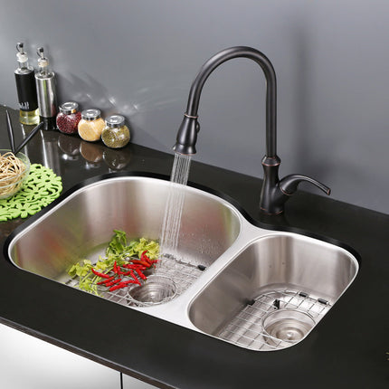 Ruvati 34-inch Undermount 60/40 Double Bowl 16 Gauge Stainless Steel Kitchen Sink - RVM4600 Ruvati