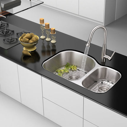 Ruvati 34-inch Undermount 60/40 Double Bowl 16 Gauge Stainless Steel Kitchen Sink - RVM4600 Ruvati
