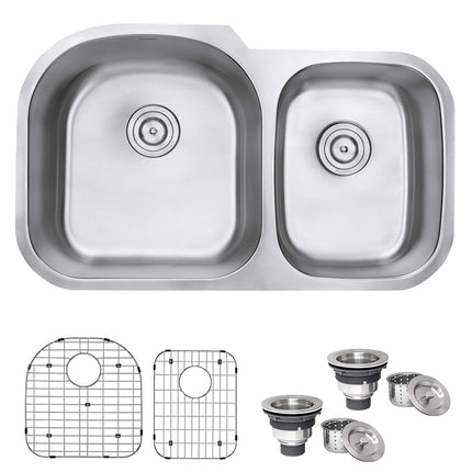 Ruvati 34-inch Undermount 60/40 Double Bowl 16 Gauge Stainless Steel Kitchen Sink - RVM4600 Ruvati