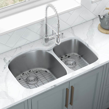 Ruvati 34-inch Undermount 60/40 Double Bowl 16 Gauge Stainless Steel Kitchen Sink - RVM4600 Ruvati
