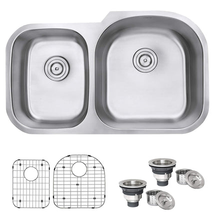 Ruvati 34-inch Undermount 40/60 Double Bowl 16 Gauge Stainless Steel Kitchen Sink - RVM4605 Ruvati