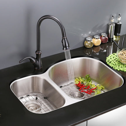 Ruvati 34-inch Undermount 40/60 Double Bowl 16 Gauge Stainless Steel Kitchen Sink - RVM4605 Ruvati
