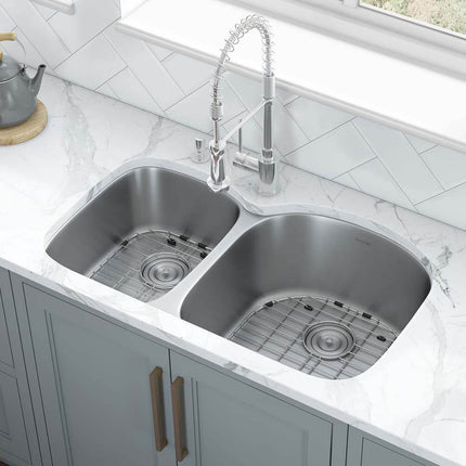 Ruvati 34-inch Undermount 40/60 Double Bowl 16 Gauge Stainless Steel Kitchen Sink - RVM4605 Ruvati