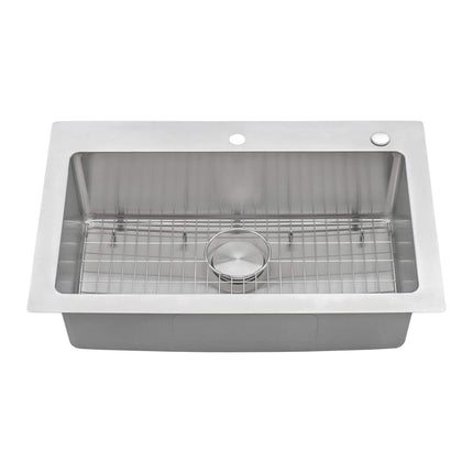 Ruvati 33 x 22 inch Drop-in Topmount Kitchen Sink 16 Gauge Stainless Steel Single Bowl - RVM5001 Ruvati