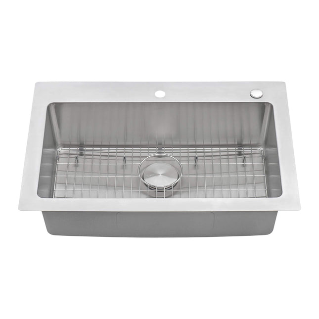 Ruvati 33 x 22 inch Drop-in Topmount Kitchen Sink 16 Gauge Stainless Steel Single Bowl - RVM5001 Ruvati