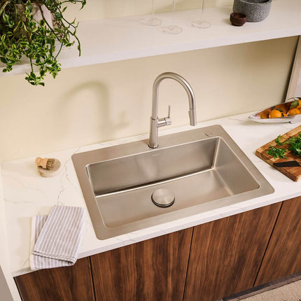 Ruvati 33 x 22 inch Drop-in Topmount Kitchen Sink 16 Gauge Stainless Steel Single Bowl - RVM5001 Ruvati