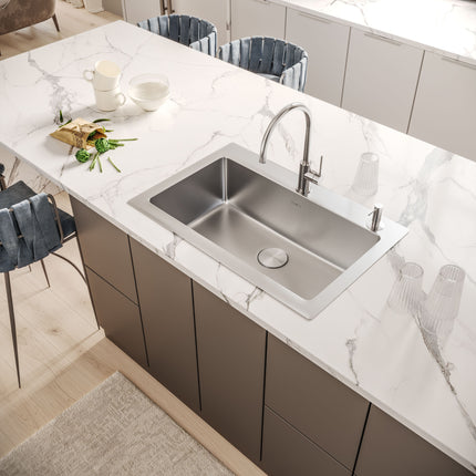 Ruvati 33 x 22 inch Drop-in Topmount Kitchen Sink 16 Gauge Stainless Steel Single Bowl - RVM5001 Ruvati