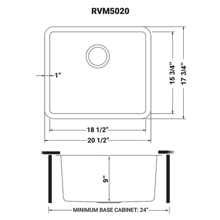 Ruvati 20-inch Undermount Bar Prep Kitchen Sink 16 Gauge Stainless Steel Single Bowl - RVM5020 Ruvati