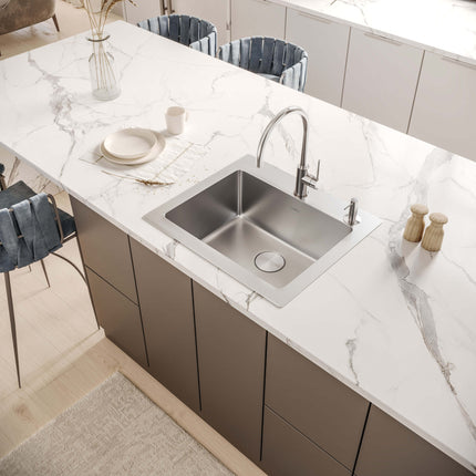 Ruvati 25 x 22 inch Drop-in Topmount Kitchen Sink 16 Gauge Stainless Steel Single Bowl - RVM5025 Ruvati