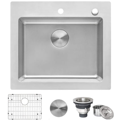 Ruvati 25 x 22 inch Drop-in Topmount Kitchen Sink 16 Gauge Stainless Steel Single Bowl - RVM5025 Ruvati