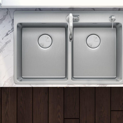 Ruvati 33 x 22 inch Drop-in Topmount Kitchen Sink 16 Gauge Stainless Steel 50/50 Double Bowl - RVM5150 Ruvati