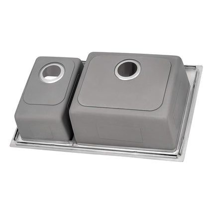 Ruvati 33 x 22 inch Drop-in Topmount Kitchen Sink 16 Gauge Stainless Steel 70/30 Double Bowl - RVM5173 Ruvati