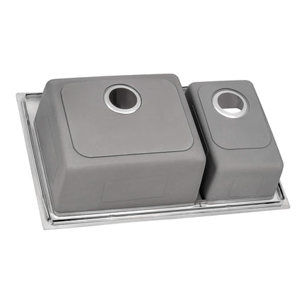 Ruvati 33 x 22 inch Drop-in Topmount Kitchen Sink 16 Gauge Stainless Steel 30/70 Double Bowl - RVM5176 Ruvati
