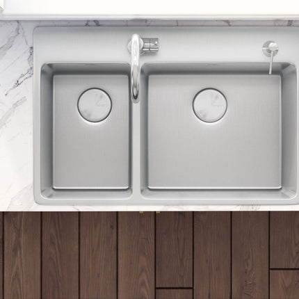 Ruvati 33 x 22 inch Drop-in Topmount Kitchen Sink 16 Gauge Stainless Steel 30/70 Double Bowl - RVM5176 Ruvati