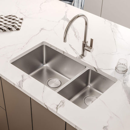 Ruvati 32-inch Undermount Kitchen Sink 70/30 Double Bowl 16 Gauge Stainless Steel - RVM5300 Ruvati
