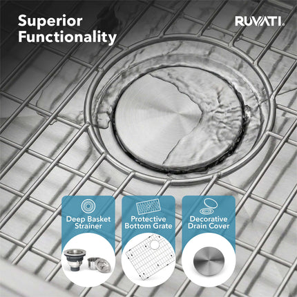 Ruvati 32-inch Undermount Kitchen Sink 30/70 Double Bowl 16 Gauge Stainless Steel - RVM5307 Ruvati