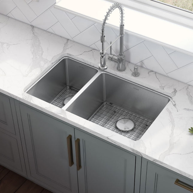 Ruvati 32-inch Undermount Kitchen Sink 30/70 Double Bowl 16 Gauge Stainless Steel - RVM5307 Ruvati