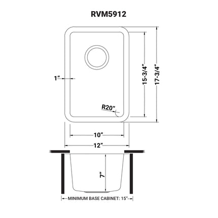 Ruvati 12-inch Undermount Bar Prep Kitchen Sink 16 Gauge Stainless Steel Single Bowl - RVM5912 Ruvati