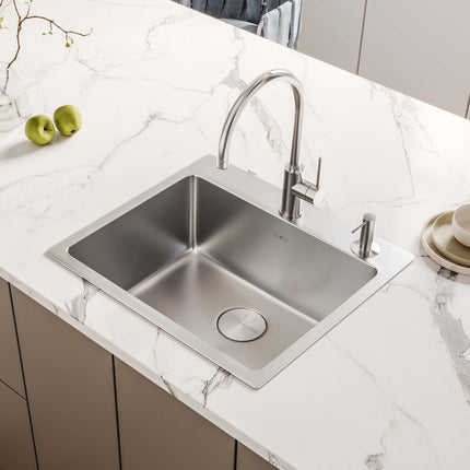 Ruvati 23 x 20 inch Drop-in Topmount Kitchen Sink 16 Gauge Stainless Steel Single Bowl - RVM5923 Ruvati