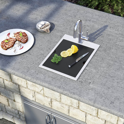 Ruvati 15 x 20 inch Marine Grade T-316 Workstation Topmount RV Boat Outdoor Sink Stainless Steel - RVQ5210 Ruvati