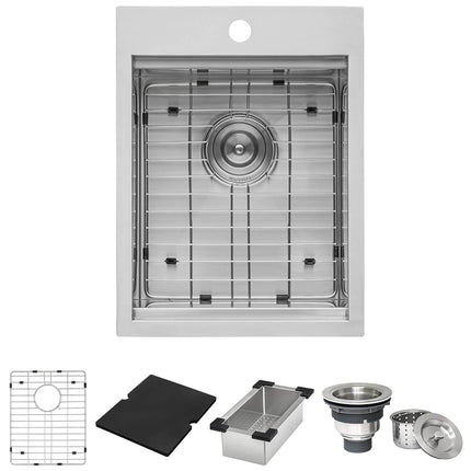 Ruvati 15 x 20 inch Marine Grade T-316 Workstation Topmount RV Boat Outdoor Sink Stainless Steel - RVQ5210 Ruvati