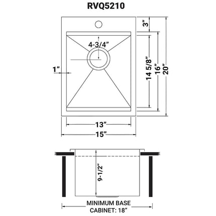 Ruvati 15 x 20 inch Marine Grade T-316 Workstation Topmount RV Boat Outdoor Sink Stainless Steel - RVQ5210 Ruvati