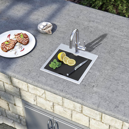 Ruvati 15 x 15 inch Marine Grade T-316 Workstation Topmount RV Boat Outdoor Sink Stainless Steel - RVQ5215 Ruvati