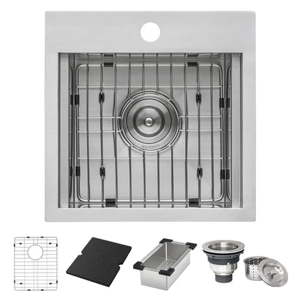 Ruvati 15 x 15 inch Marine Grade T-316 Workstation Topmount RV Boat Outdoor Sink Stainless Steel - RVQ5215 Ruvati