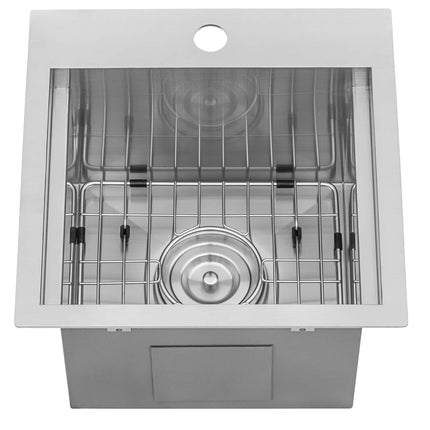 Ruvati 15 x 15 inch Marine Grade T-316 Workstation Topmount RV Boat Outdoor Sink Stainless Steel - RVQ5215 Ruvati