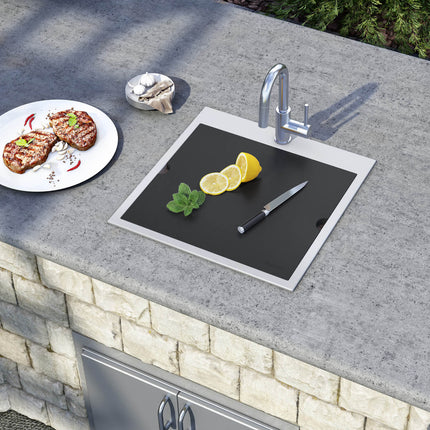Ruvati 21 x 20 inch Outdoor Workstation Sink T-316 Marine Grade Topmount Stainless Steel BBQ - RVQ5221 Ruvati