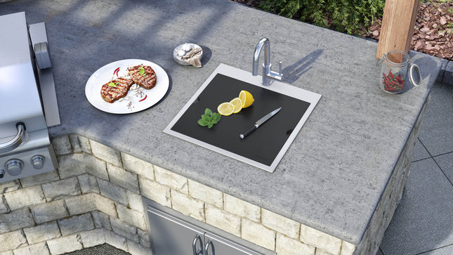 Ruvati 21 x 20 inch Outdoor Workstation Sink T-316 Marine Grade Topmount Stainless Steel BBQ - RVQ5221 Ruvati