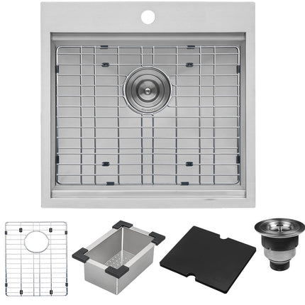 Ruvati 21 x 20 inch Outdoor Workstation Sink T-316 Marine Grade Topmount Stainless Steel BBQ - RVQ5221 Ruvati