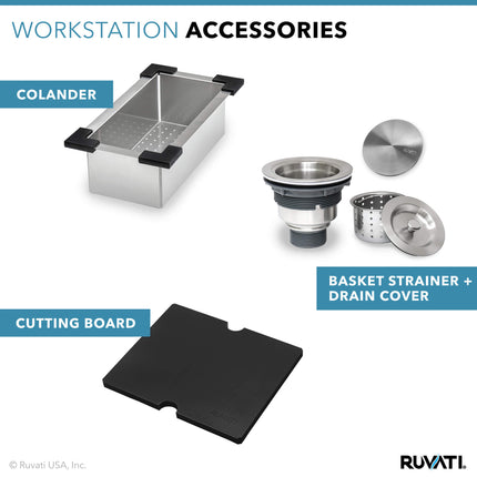 Ruvati 21 x 20 inch Outdoor Workstation Sink T-316 Marine Grade Topmount Stainless Steel BBQ - RVQ5221 Ruvati