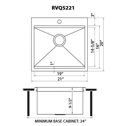 Ruvati 21 x 20 inch Outdoor Workstation Sink T-316 Marine Grade Topmount Stainless Steel BBQ - RVQ5221 Ruvati