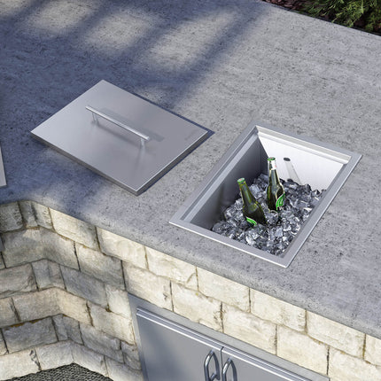Ruvati Insulated Ice Chest Sink 15 x 20 inch Outdoor BBQ Marine Grade T-316 Topmount Stainless Steel - RVQ6215 Ruvati