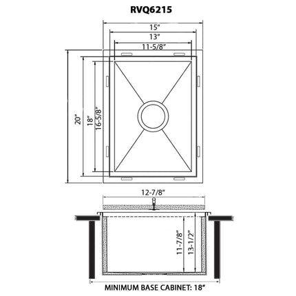 Ruvati Insulated Ice Chest Sink 15 x 20 inch Outdoor BBQ Marine Grade T-316 Topmount Stainless Steel - RVQ6215 Ruvati