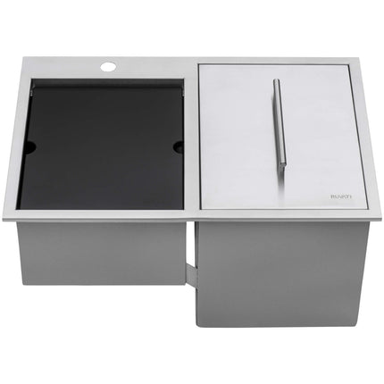 Ruvati Insulated Ice Chest and Sink Combo 29 x 20 inch Outdoor BBQ Topmount T-316 Stainless Steel - RVQ6290 Ruvati