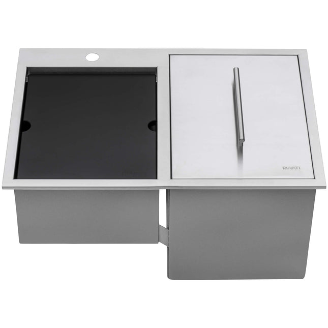 Ruvati Insulated Ice Chest and Sink Combo 29 x 20 inch Outdoor BBQ Topmount T-316 Stainless Steel - RVQ6290 Ruvati