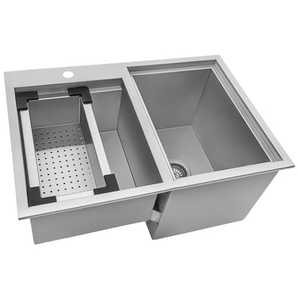 Ruvati Insulated Ice Chest and Sink Combo 29 x 20 inch Outdoor BBQ Topmount T-316 Stainless Steel - RVQ6290 Ruvati