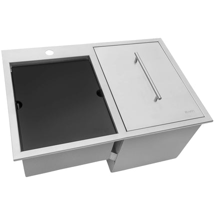 Ruvati Insulated Ice Chest and Sink Combo 29 x 20 inch Outdoor BBQ Topmount T-316 Stainless Steel - RVQ6290 Ruvati
