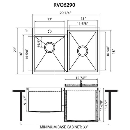 Ruvati Insulated Ice Chest and Sink Combo 29 x 20 inch Outdoor BBQ Topmount T-316 Stainless Steel - RVQ6290 Ruvati