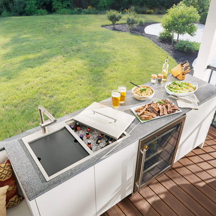 Ruvati Insulated Ice Chest and Sink Combo 29 x 20 inch Outdoor BBQ Topmount T-316 Stainless Steel - RVQ6290 Ruvati