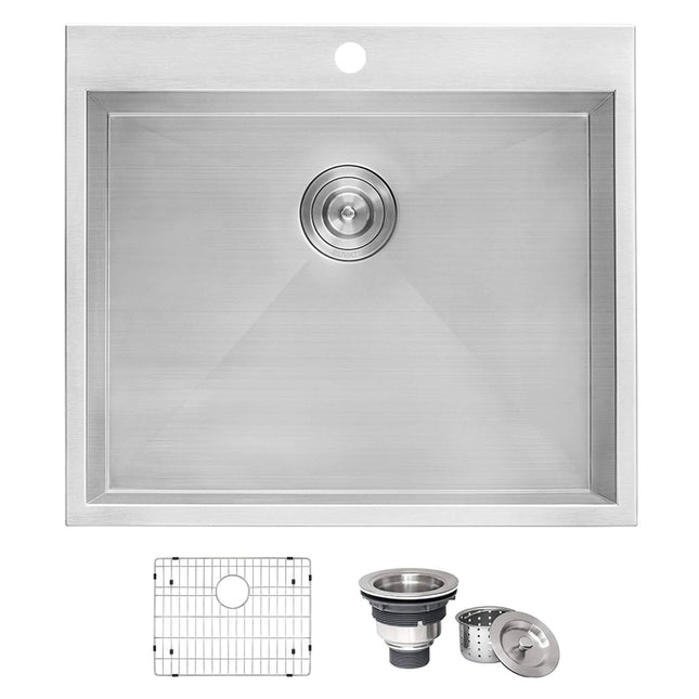 Ruvati Topmount Laundry Utility Sink 25" x 22" x 12" Deep 16 Gauge Stainless Steel - RVU6010 Ruvati