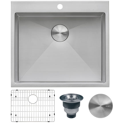 Ruvati Topmount Laundry Utility Sink 25 x 22 x 12 inch Rounded Corners Deep 16 Gauge Stainless Steel - RVU6015 Ruvati