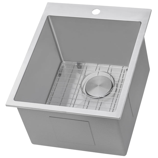 Ruvati Topmount Laundry Utility Sink 18 x 22 x 12 inch Rounded Corners Deep 16 Gauge Stainless Steel - RVU6018 Ruvati
