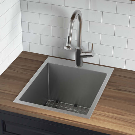Ruvati Topmount Laundry Utility Sink 18 x 22 x 12 inch Rounded Corners Deep 16 Gauge Stainless Steel - RVU6018 Ruvati