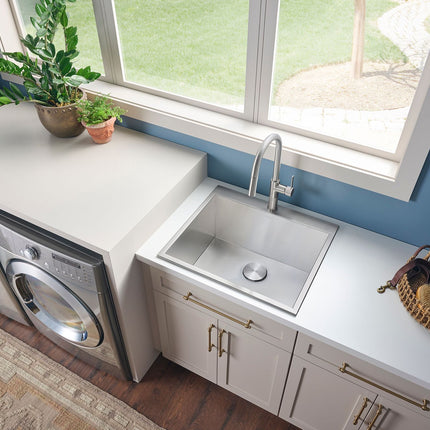Ruvati Topmount Laundry 22" x 22" x 12" Deep Utility Sink 16 Gauge Stainless Steel - RVU6022 Ruvati