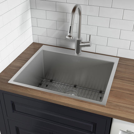 Ruvati Topmount Laundry Utility Sink 27 x 22 x 12 inch Rounded Corners Deep 16 Gauge Stainless Steel - RVU6027 Ruvati