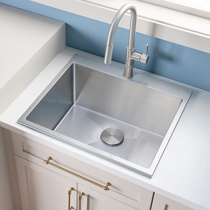 Ruvati Topmount Laundry Utility Sink 27 x 22 x 12 inch Rounded Corners Deep 16 Gauge Stainless Steel - RVU6027 Ruvati