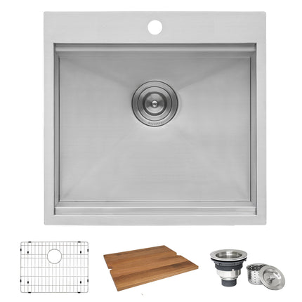 Ruvati 21 x 20 x 12 inch Drop-in Topmount Laundry Utility Workstation Sink 16 Gauge Stainless Steel - RVU6421 Ruvati